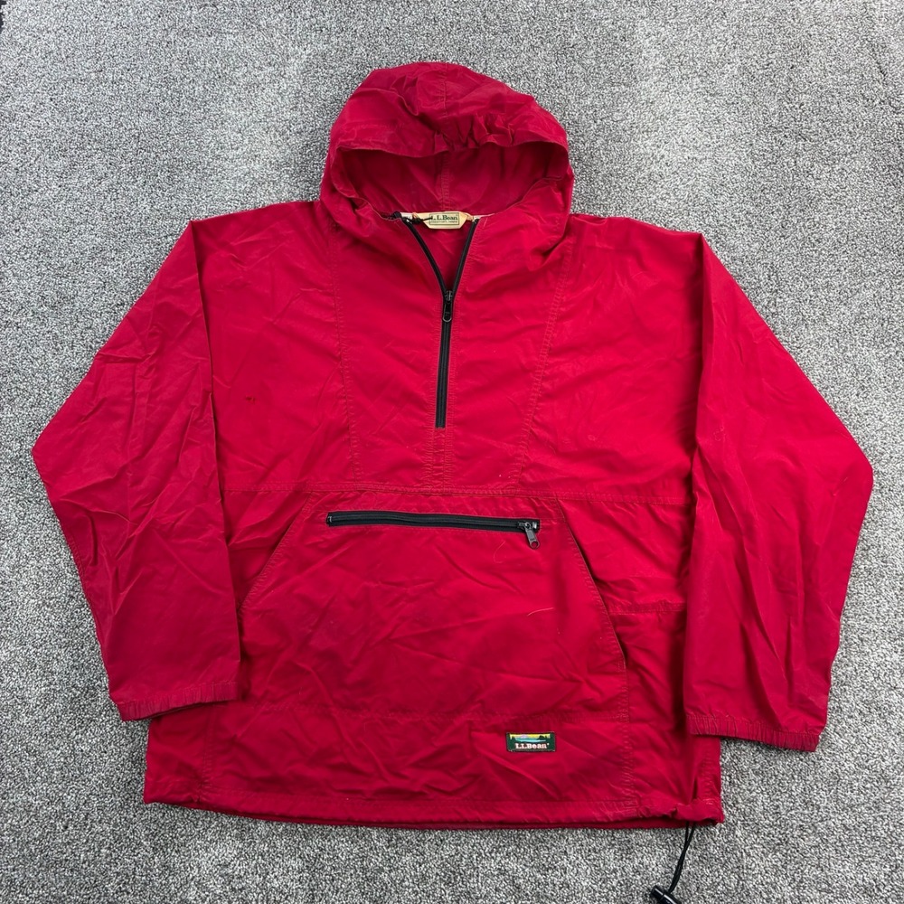 Vintage L.L.‎ Bean Anorak Jacket Mens XL Red Pullover Windbreaker Half Zip